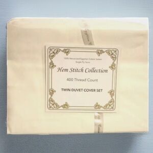 Duvet Cover and Sham Twin 400 TC Egyptian Cotton Sateen Ivory Elite Home